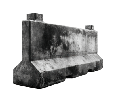 Urban construction site installing industrial concrete barriers