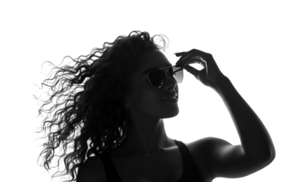 Stylish woman wearing sunglasses silhouette portrait fashion
