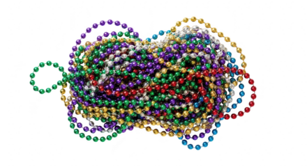 Pile of mardi gras beads isolated on transparent background