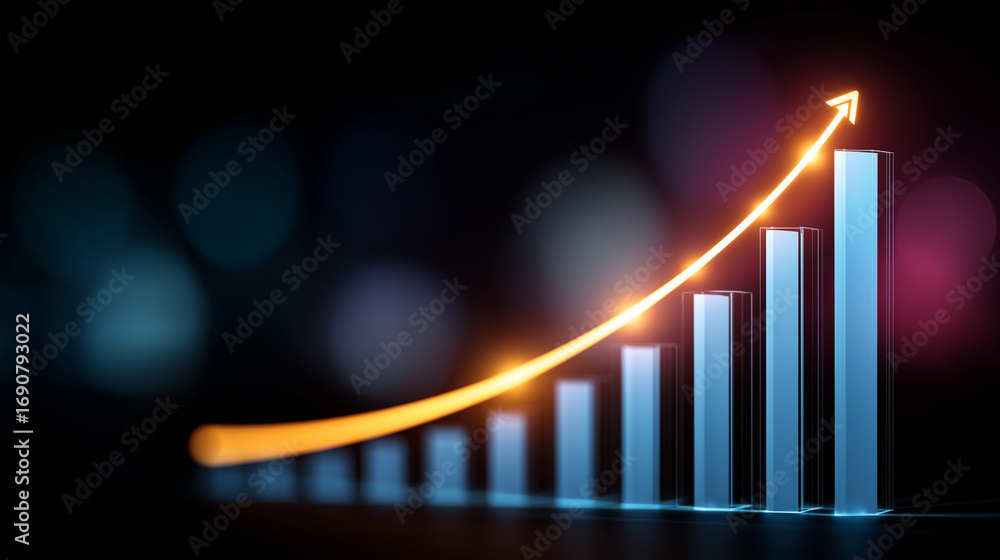 Aufkleber a futuristic growth screen glows with interactive percentage graphs numbers climbing in luminous arc