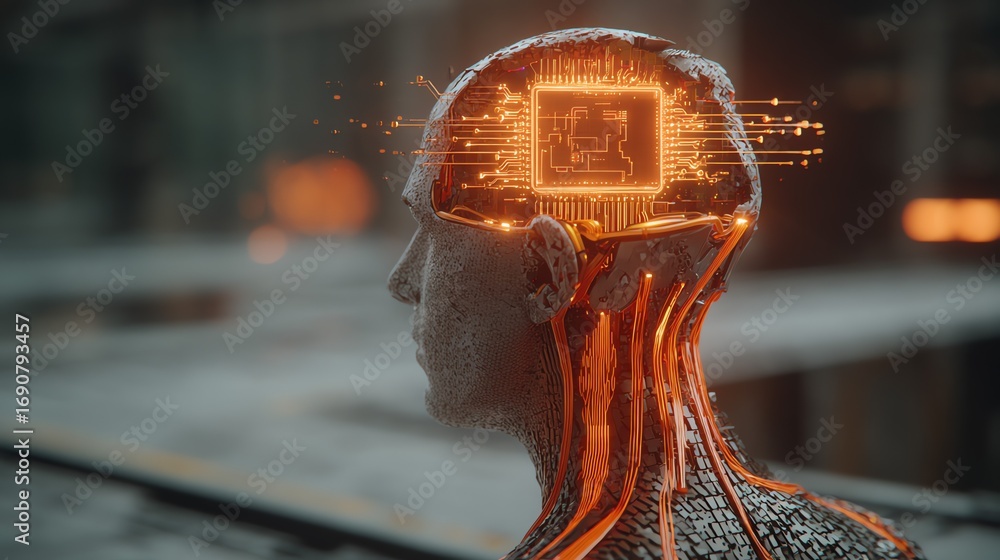 Poster a digital rendering portrays the human head in fragmented form, revealing a glowing network of circu