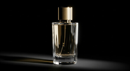 perfume bottle on black background
