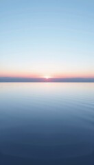Fototapeta premium Serene Horizon Capturing the Tranquility of a Peaceful Ocean Sunset with Soft Pastel Colors Reflecting on Calm Waters Underneath a Clear Sky at Dusk