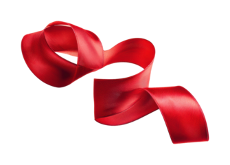 Elegant red ribbon twisting in air