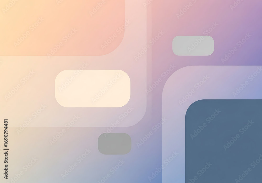 Poster abstract background with soft pastel gradients and rounded geometric shapes
