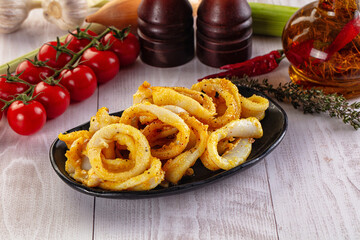 Roasted squid rings snack appetizer