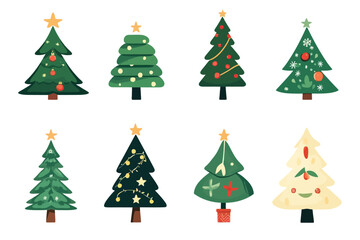 Festive Christmas Trees Vector Bundle