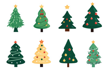 Festive Christmas Trees Vector Bundle