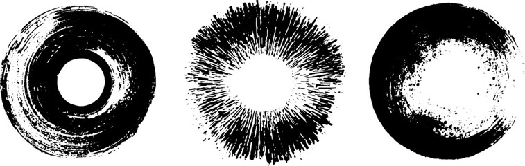 Obraz premium Black and white grunge circle set for vintage design and artistic decoration