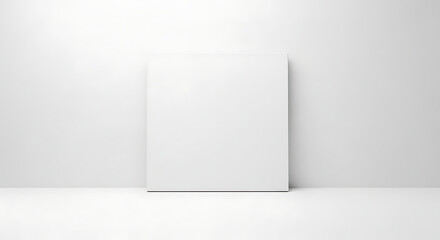 White Blank Canvas Leaning Against a Minimalist Wall on a Clean Floor