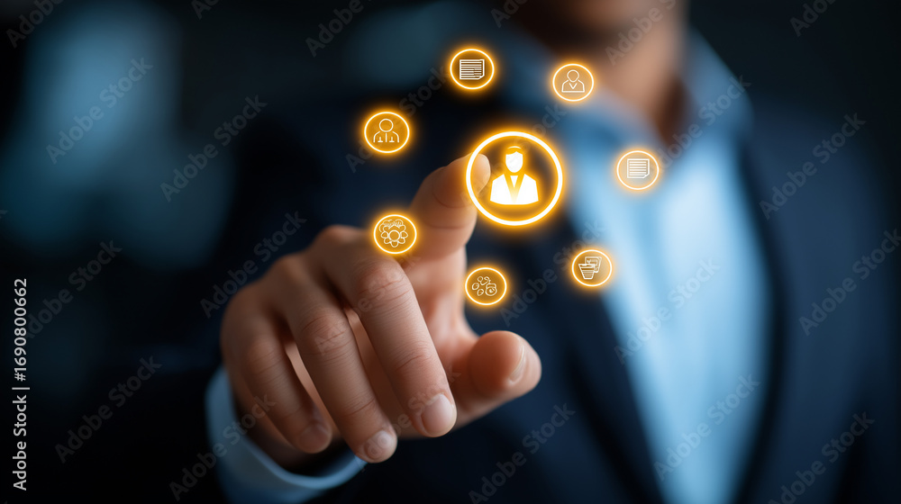 Aufkleber a sleek digital interface radiates with professional skills development visuals competency icons glo
