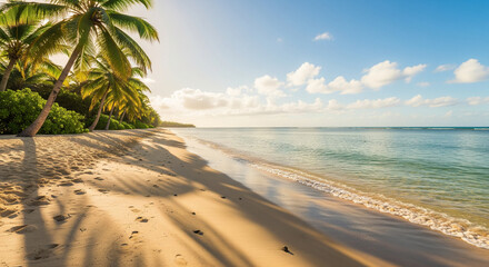 Fototapeta premium tropical beach with coconut palm trees