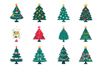 Festive Christmas Trees Vector Bundle