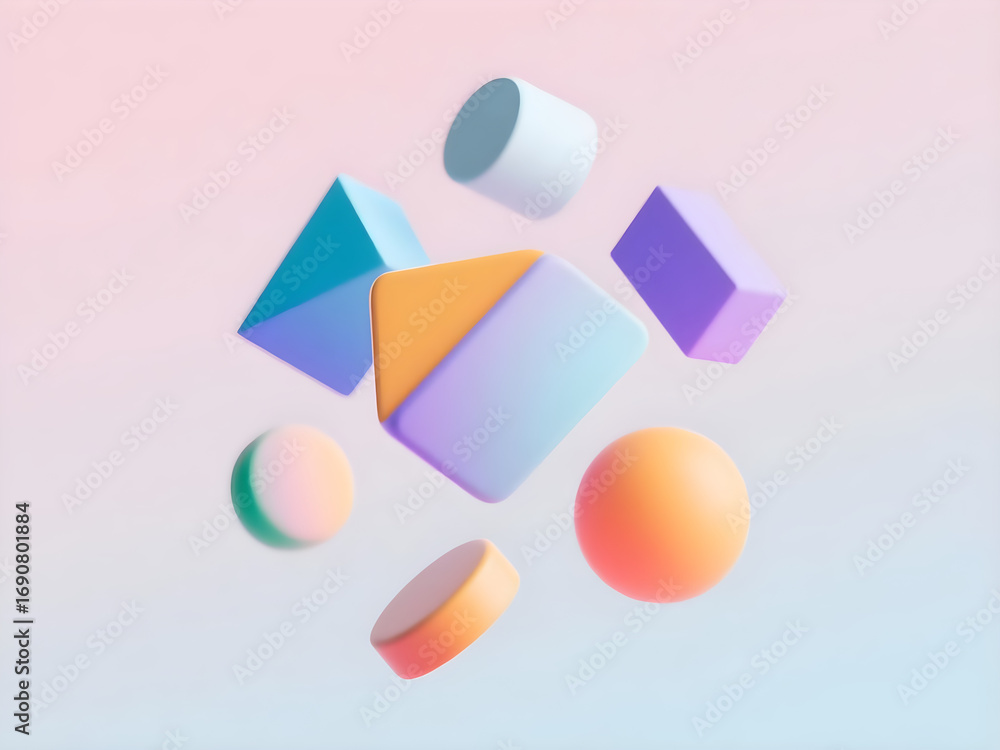 Fototapete harmonious geometric composition with soft pastel color palette creating a visually appealing