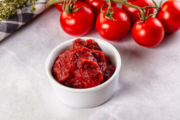 Red organic fresh tomato paste