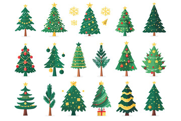 Festive Christmas Trees Vector Bundle