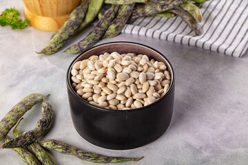 Raw dry white beans heap