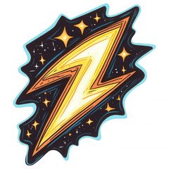 Obraz premium Abstract Thunderbolt Cosmic Art: A vibrant, hand-drawn bolt of energy streaks across a dark cosmic background, evoking a sense of dynamism, power, and artistic flair.