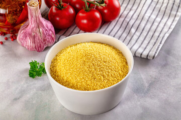 Vegan cuisine - raw dry couscous