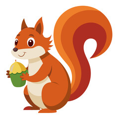 Squirrel with Acorn Vector Illustration