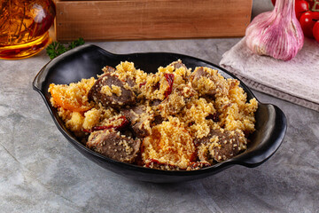 Traditional couscous with lamb and vegetables