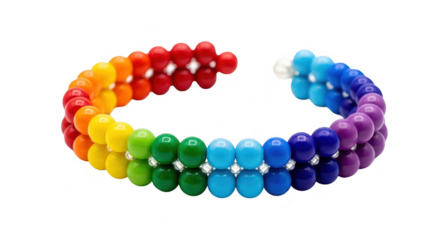 Rainbow beaded bracelet isolated on transparent background