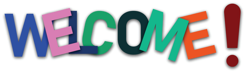 welcome colorful typography design | playful multicolor lettering for greeting