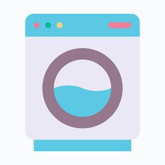 Washing Machine Isolated Vector Flat Style Icon