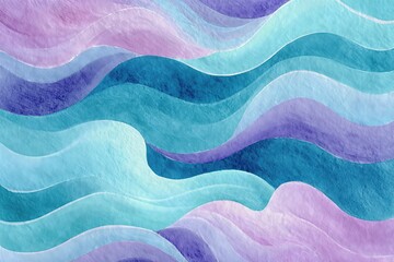 Obraz premium Abstract turquoise and purple watercolor waves illustration