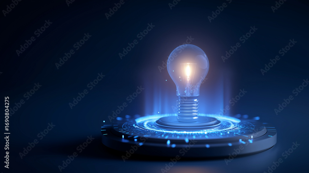 Aufkleber a luminous sap dashboard radiates from a floating hologram of a glowing lamp symbolizing integration