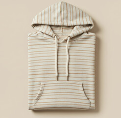 Folded Striped Hoodie on Neutral Background