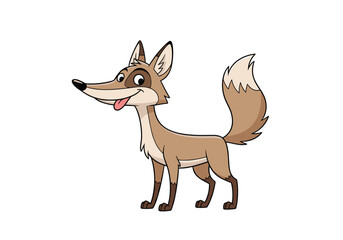 Obraz premium A cute cartoon fox stands with its tongue out and tail high