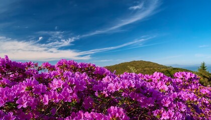 Fototapeta premium enchanting display of tibouchina flowers against a clear blue sky backdrop