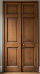 Antique wooden double doors with brass hardware