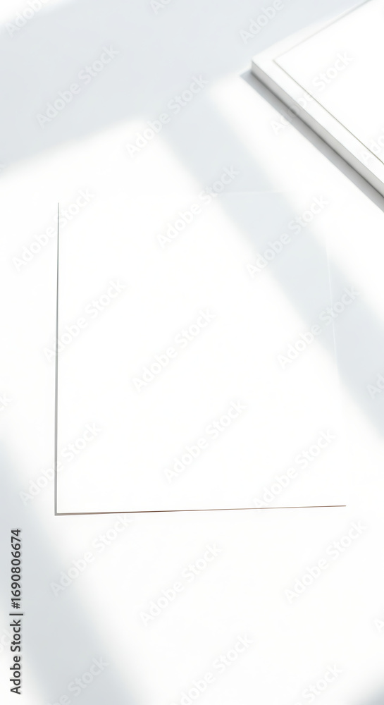 Poster empty white square paper card on a clean background with soft shadows