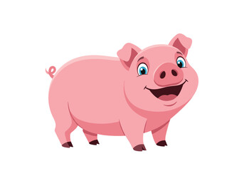 Fototapeta premium Smiling pink pig standing proudly on a white background a cheerful farm animal portrait