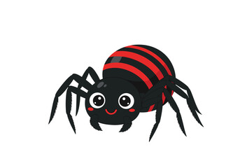Cute black and red striped cartoon spider character with big eyes