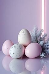 Pastel Easter Eggs with Modern Minimal Decoration and Soft Pink Aesthetic
