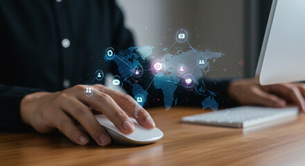 Global Network Connection and Digital Transformation Concept