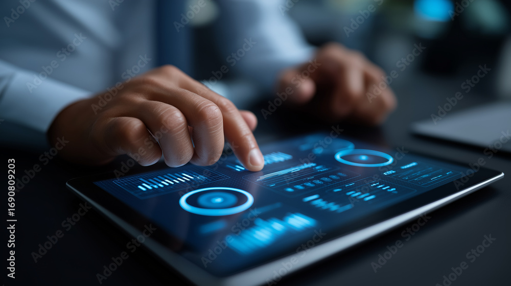 Poster a sleek digital interface glows with strategic governance tools charts rising while icons of plannin