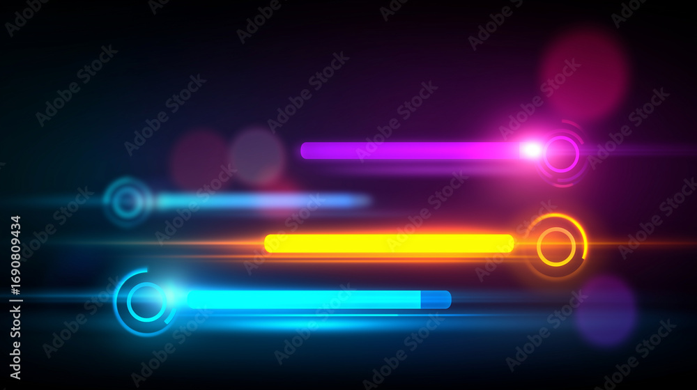Poster a vibrant kpi dashboard pulses with glowing progress bars and dynamic goal indicators. targets expan