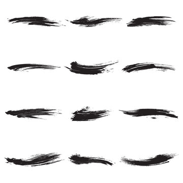 Brash stroke set black color design Painted illustration.