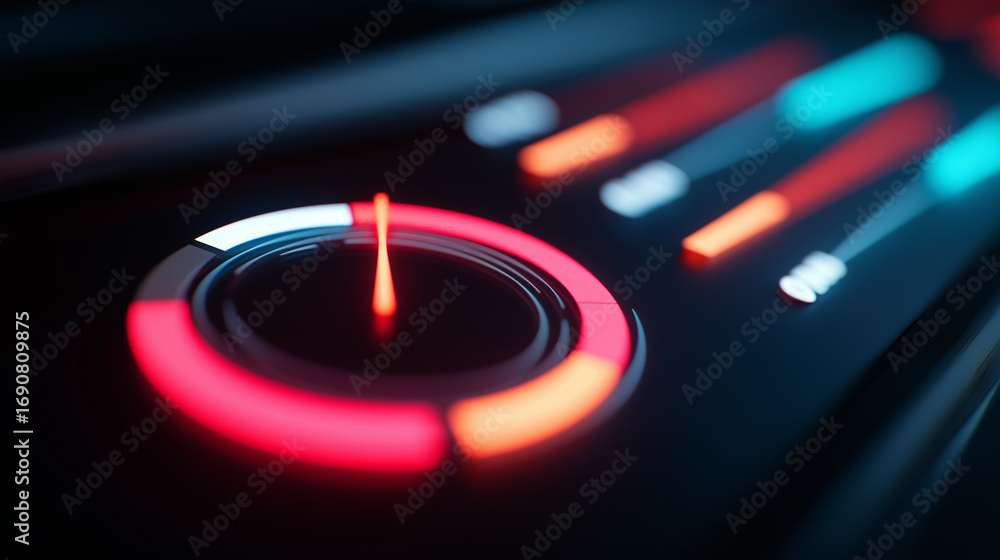 Poster a vibrant kpi dashboard pulses with glowing progress bars and dynamic goal indicators. targets expan