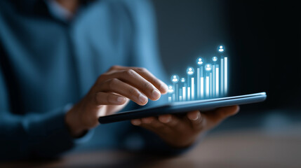 A sleek digital MBA platform glows with leadership icons and professional development charts. Knowledge pathways radiate across the interface atmosphere of ambition prestige and