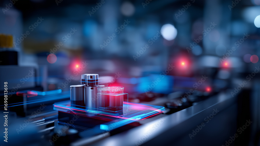 Poster a futuristic industrial dashboard glows with predictive maintenance visuals 3d rendered machines hig
