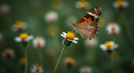 Painted Lady Butterfly on Wildflower