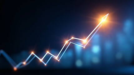 A luminous forecasting platform projects AI driven data streams in 3D trend lines glowing as they climb upward dynamically. The atmosphere reflects prediction precision and