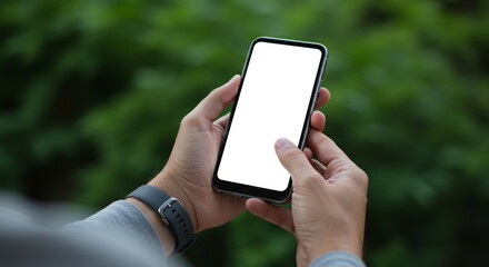 Smartphone with Blank Screen Held in Hands - Mockup Template