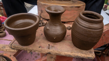 clay pottery made with traditional pottery tools