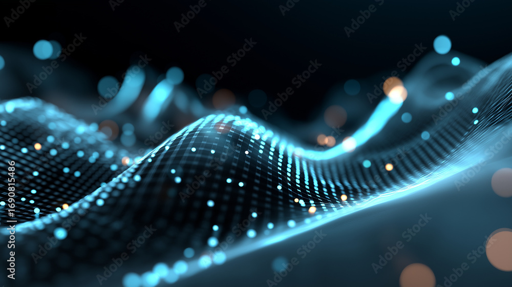 Poster a dynamic analytics dashboard pulses with ai driven trend visuals 3d rendered data flows curving upw
